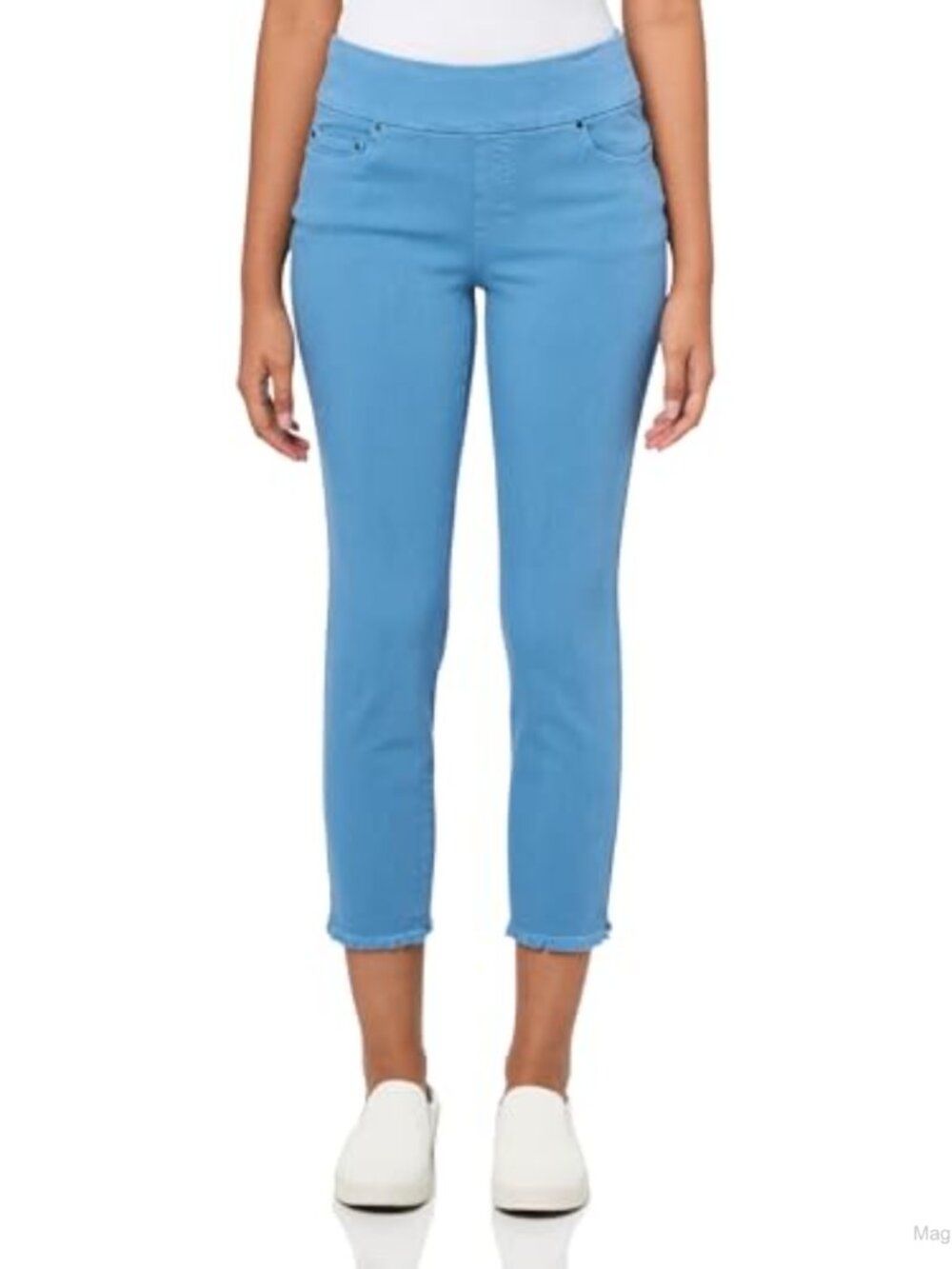 Women's Four Way Stretch Crop Jean Pull On Mid Rise Casual Pants